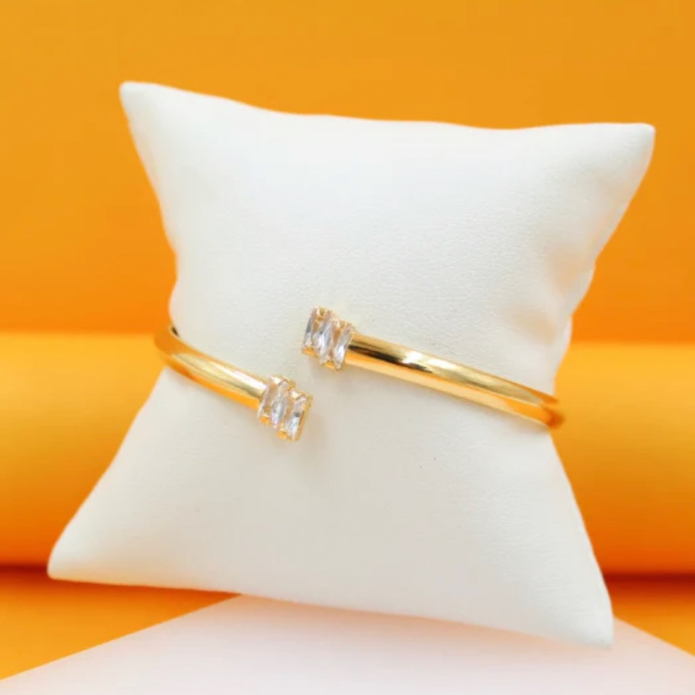 18K Gold Filled CZ Cushion Bangle Bracelet
